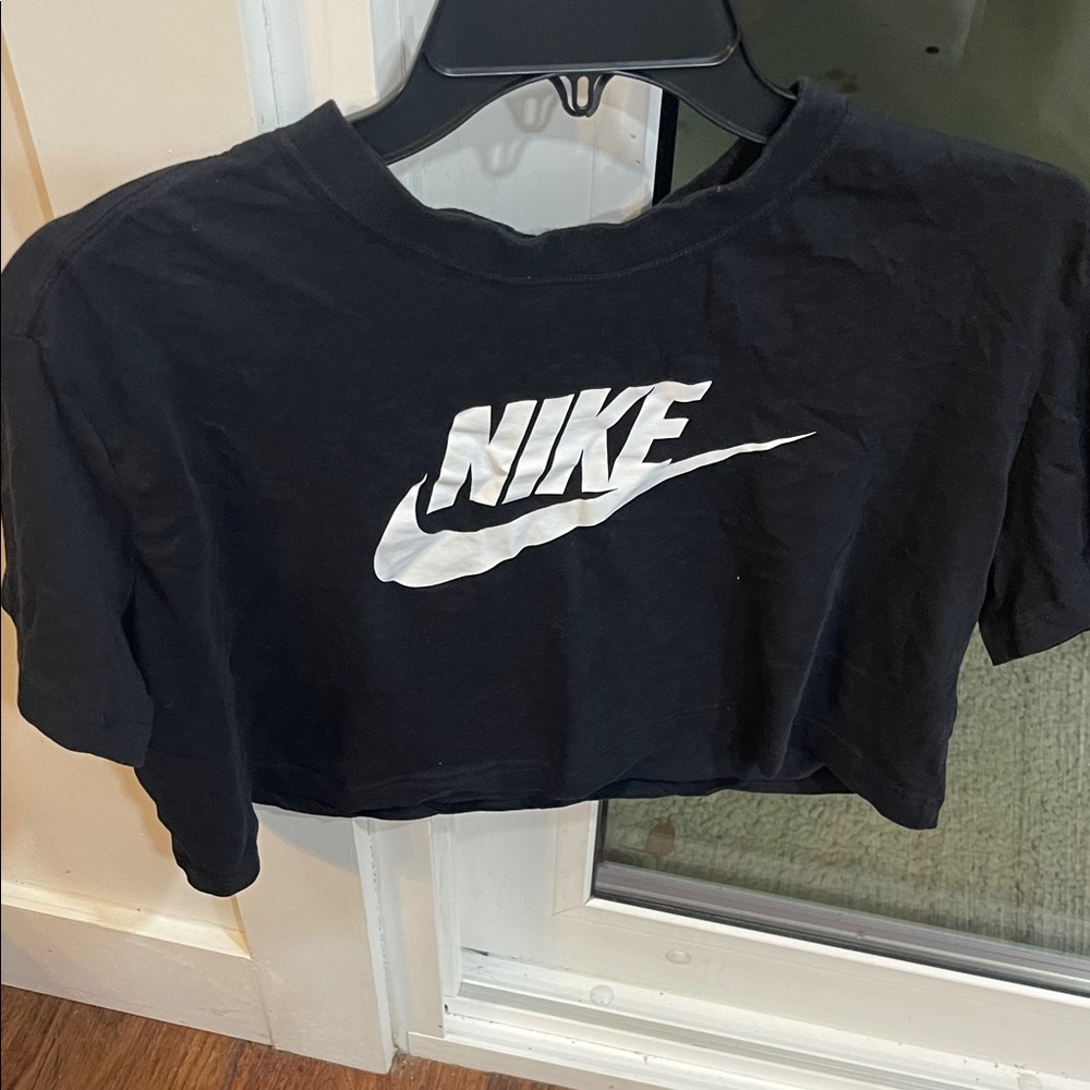 Nike Black and White Cropped Tee
